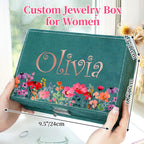 Custom Flower & Name Velvet Jewelry Case | Thoughtful Gift for Birthday, Wedding & Bridal Shower