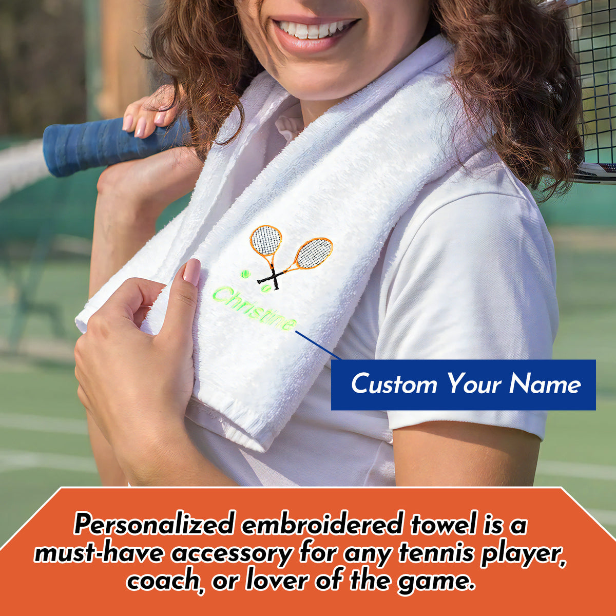 Custom Name & Logo Tennis Towel 16×24 Inch | Thoughtful Sports Gift for Men & Women