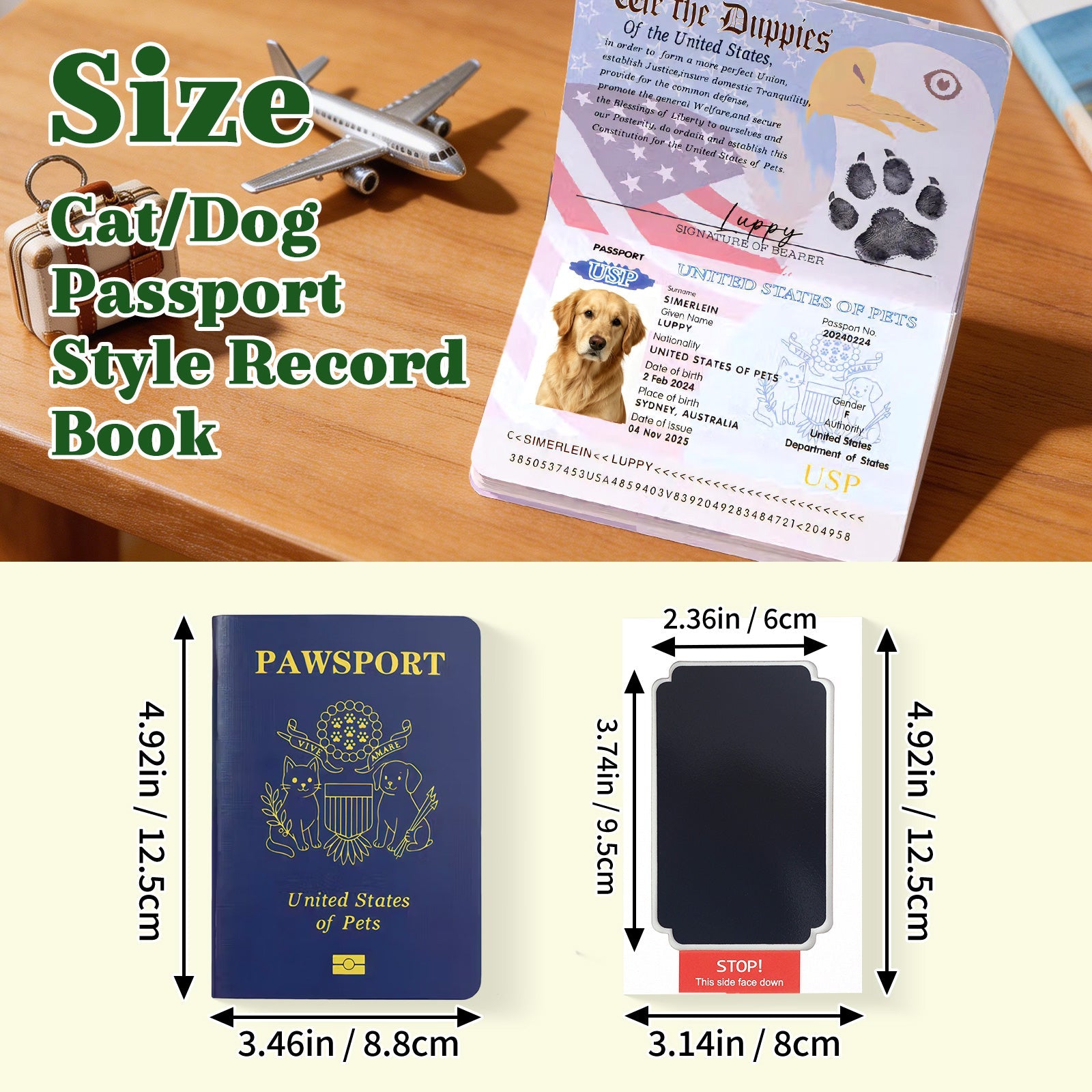Personalized Pet Passport Photo Album Custom Memory Passport with Photo and Name Gift for Pet Owners Lovers Pet Notebook for Dog & Cat Pet Adoption Anniversary Dog Birthday Gifts