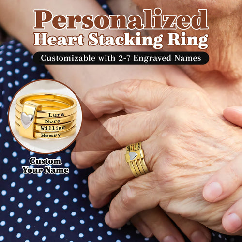 Custom Engraved Name Stack Ring for Women (2-7 Names)