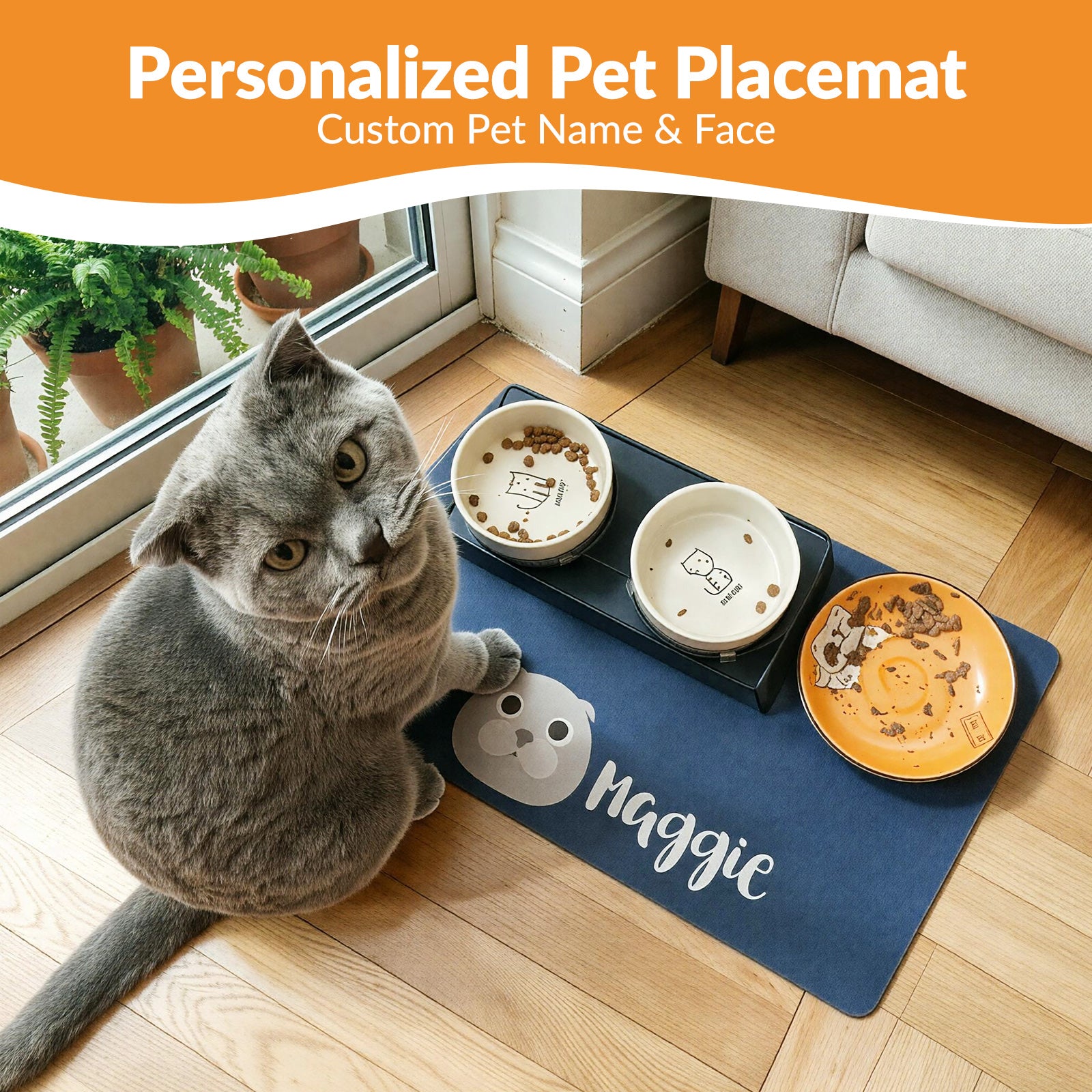 Personalized Dog Cat Feeding Mat Custom Name Pet Food Bowl Mat