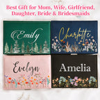 Custom Flower & Name Velvet Jewelry Case | Thoughtful Gift for Birthday, Wedding & Bridal Shower