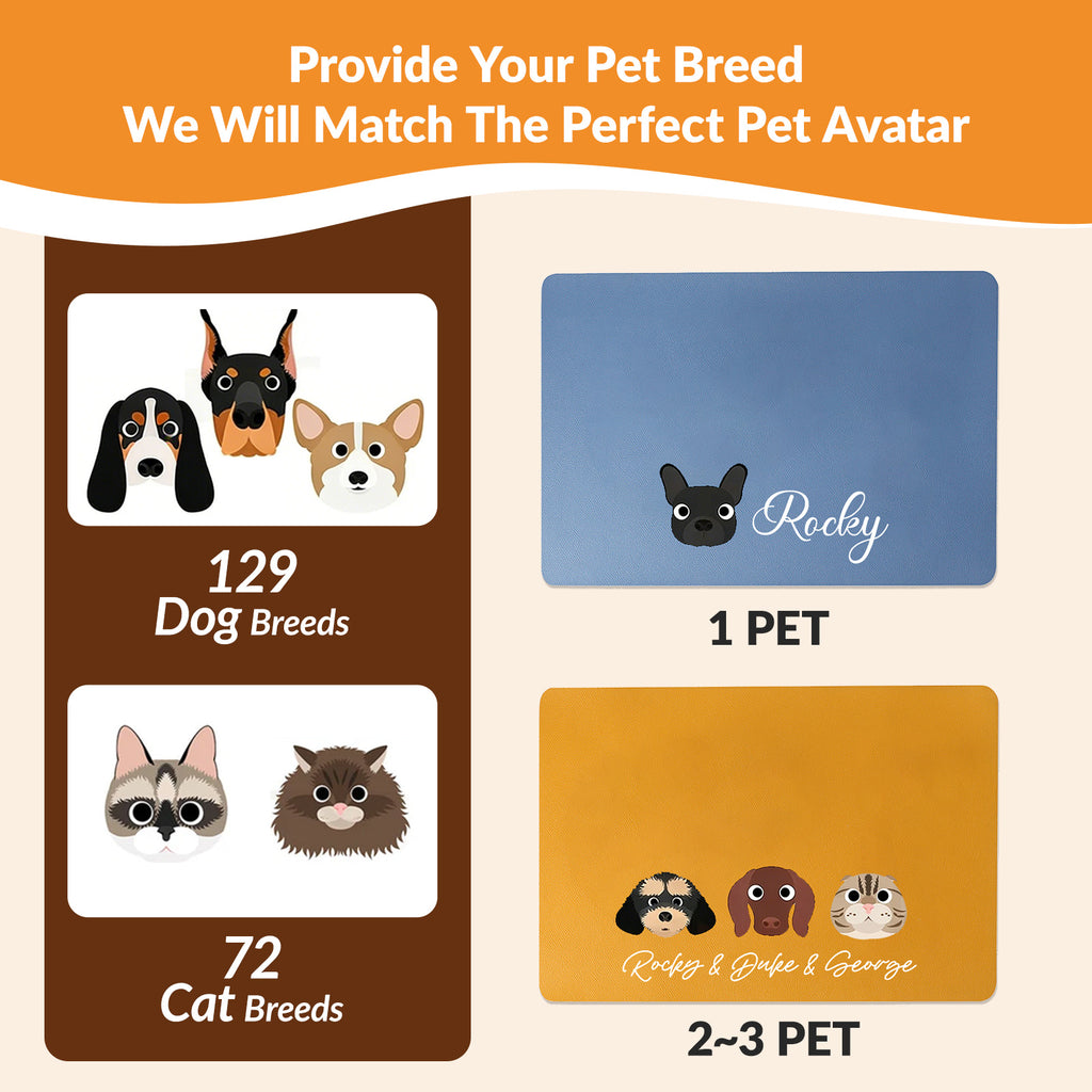 Personalized Dog Cat Feeding Mat Custom Name Pet Food Bowl Mat