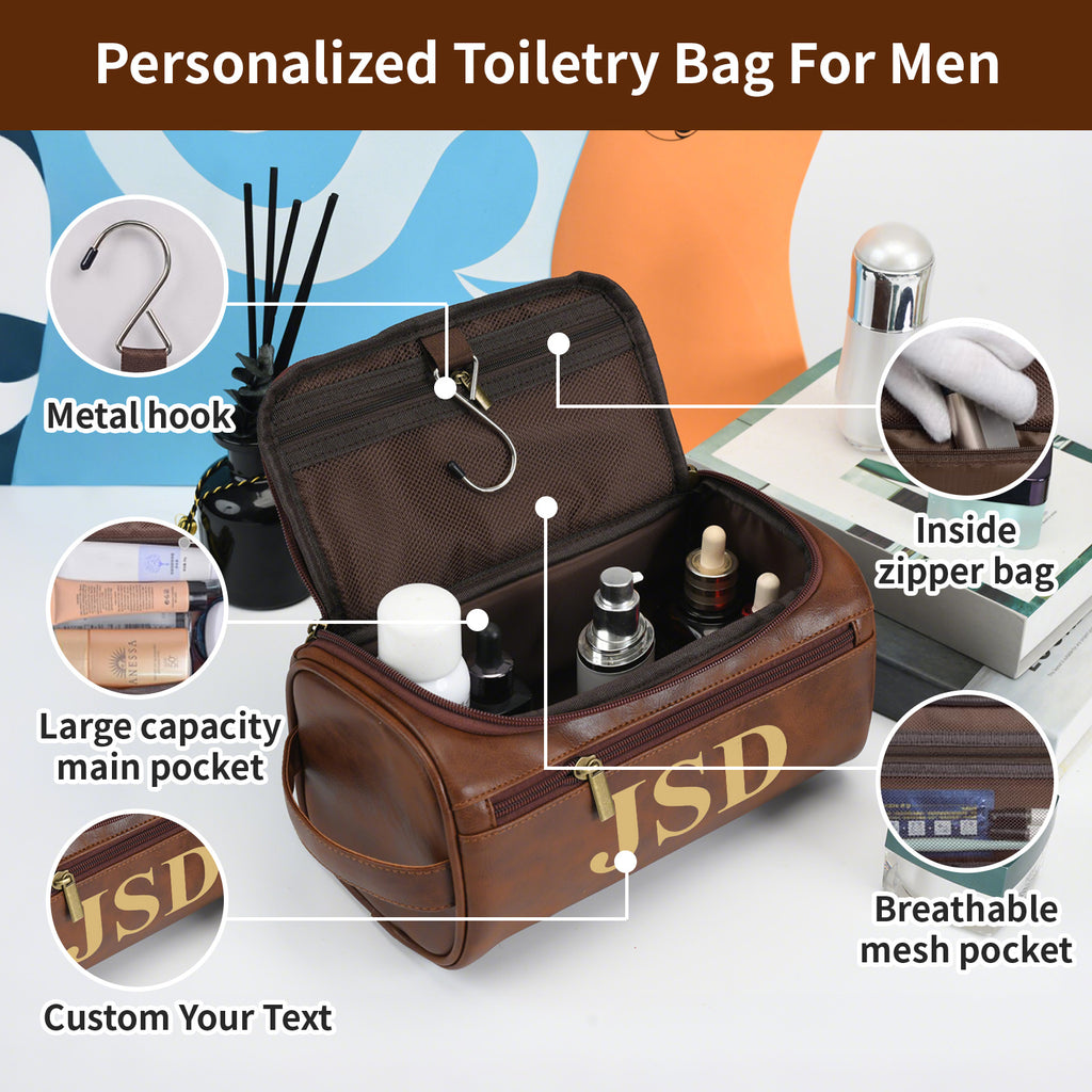 Custom Engraved Leather Dopp Kit | A Meaningful Gift for Him