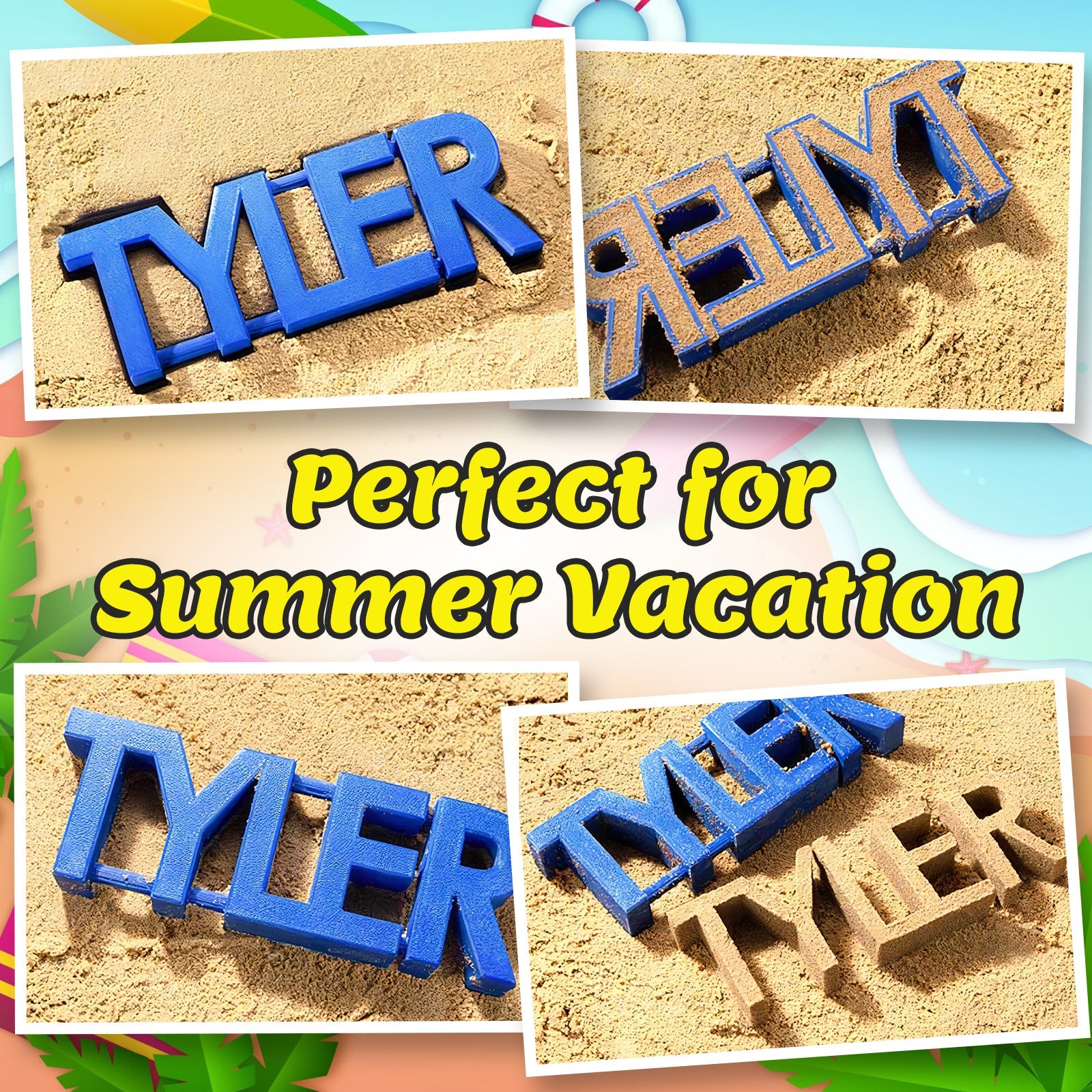 11 Personalized Name Sand Toys Custom Name 3D Printed Beach Tool Summer Outdoor Beach Toys Birthday Gifts for Kids Toddler Adult Family Grandson Granddaughter