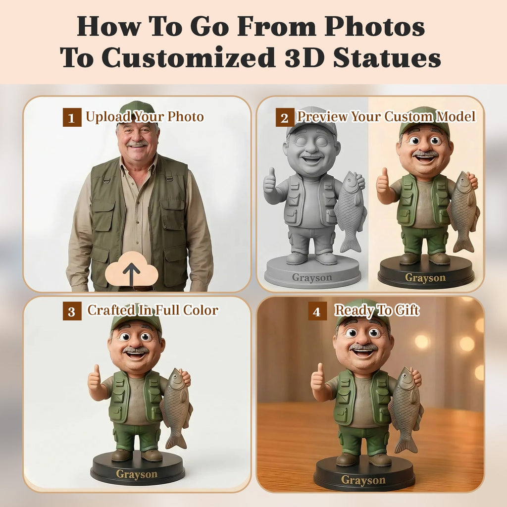 Personalized 3D Figurine from Photo Full Personalized Statue Sculpture Gifts Based on Your Photos for Boyfriend Husband Friends Custom Gifts for Father's Day Birthday Christmas Anniversary