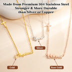 Personalized Cross Name Necklace Custom 1-3 Tiny Names and Pendant 18K Gold Plated Necklace for Women Jewelry Gifts for Mom Grandma Wife Girlfriend Mother's Day Birthday Wedding Gifts