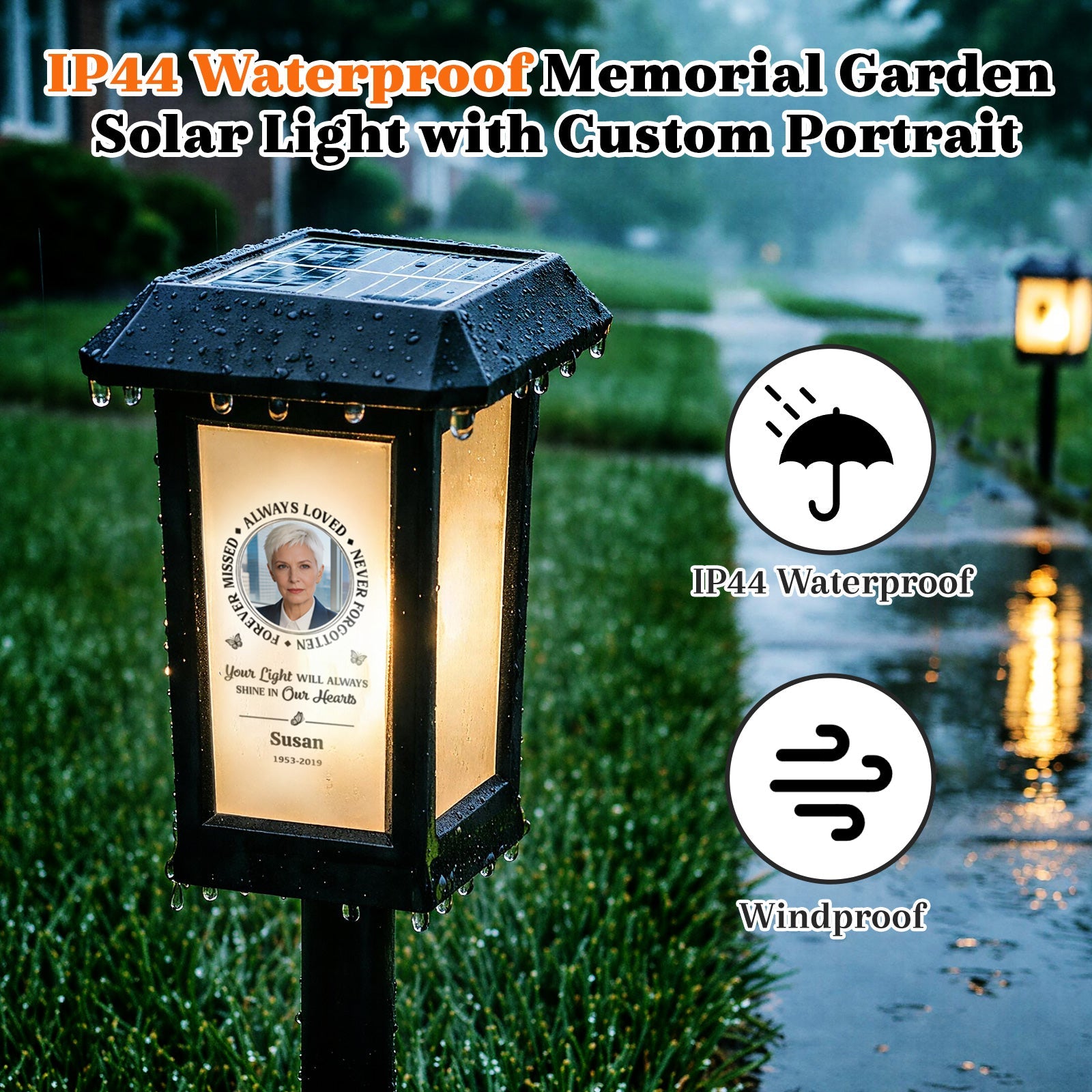 Personalized Solar Lights for Cemetery Solar Pathway Lights with Photo & Name Garden Memorial Outdoor Grave Light for Outdoor Garden Balcony Yard Memorial Remembrance Gifts for Loved Ones