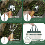 Personalized Gardening Tools Gardening Supplies Kit Gardening Gifts for Women Garden Tool Bag Organizer with Birth Flower and Name Outdoor Hand Tools Birthday Gifts for Gardener Christmas