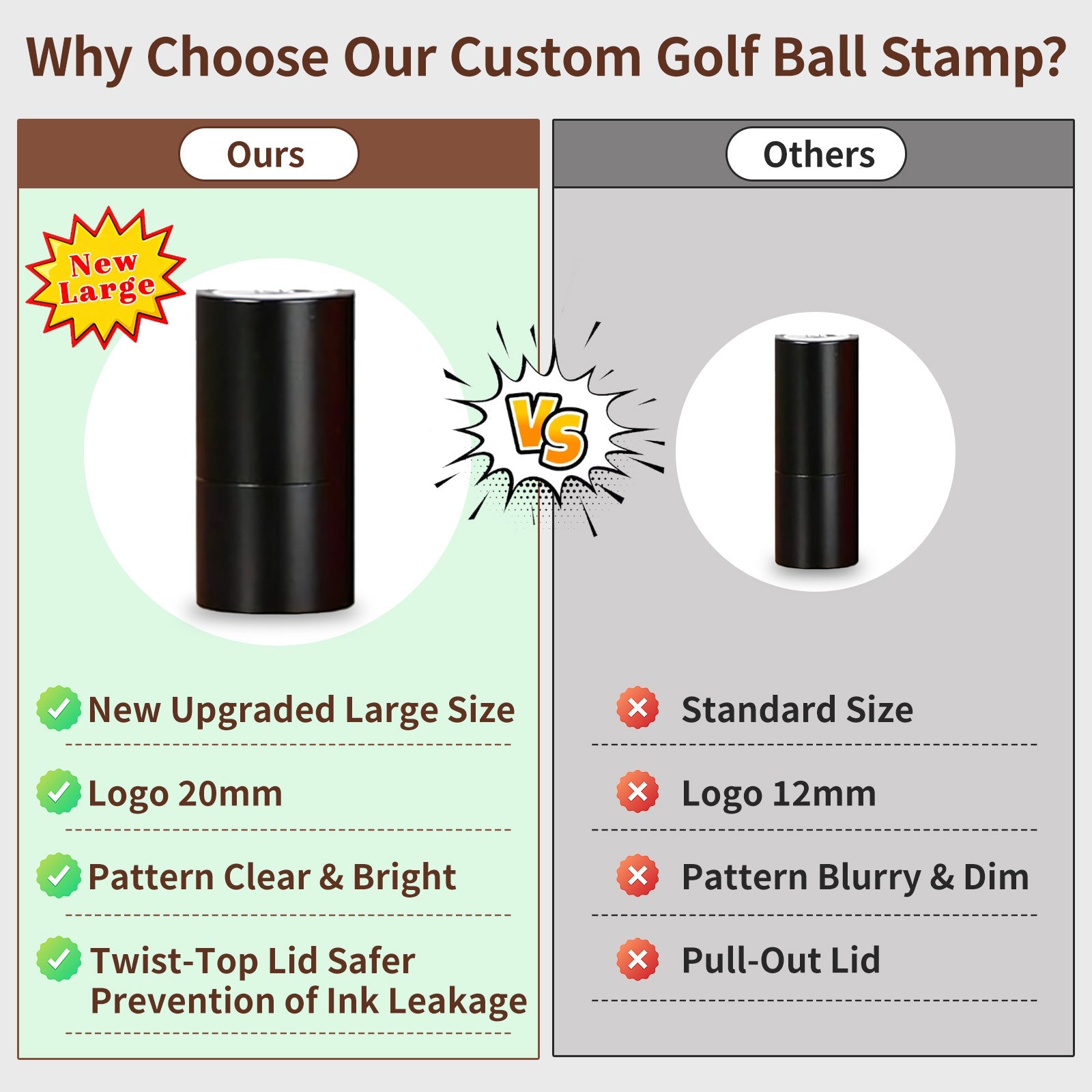 Personalized Large Golf Ball Stamp – 20 mm Logo with Metal Storage Case Custom Name or Logo Reusable Golf Ball Marking Men's Golf Accessories Gifts for Golf Lovers Golfers Dad Husband