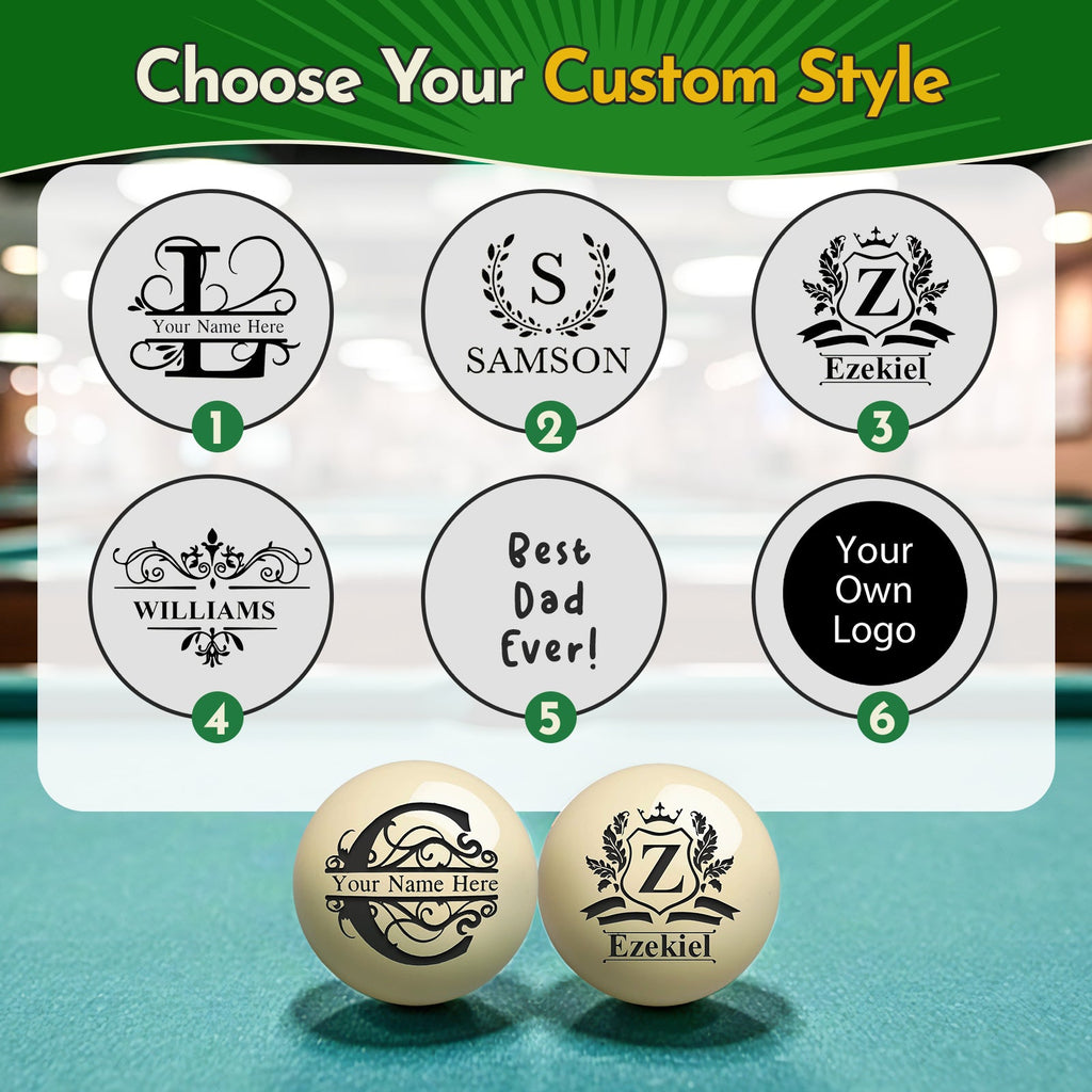 Personalized Billiards Cue Ball with Pouch