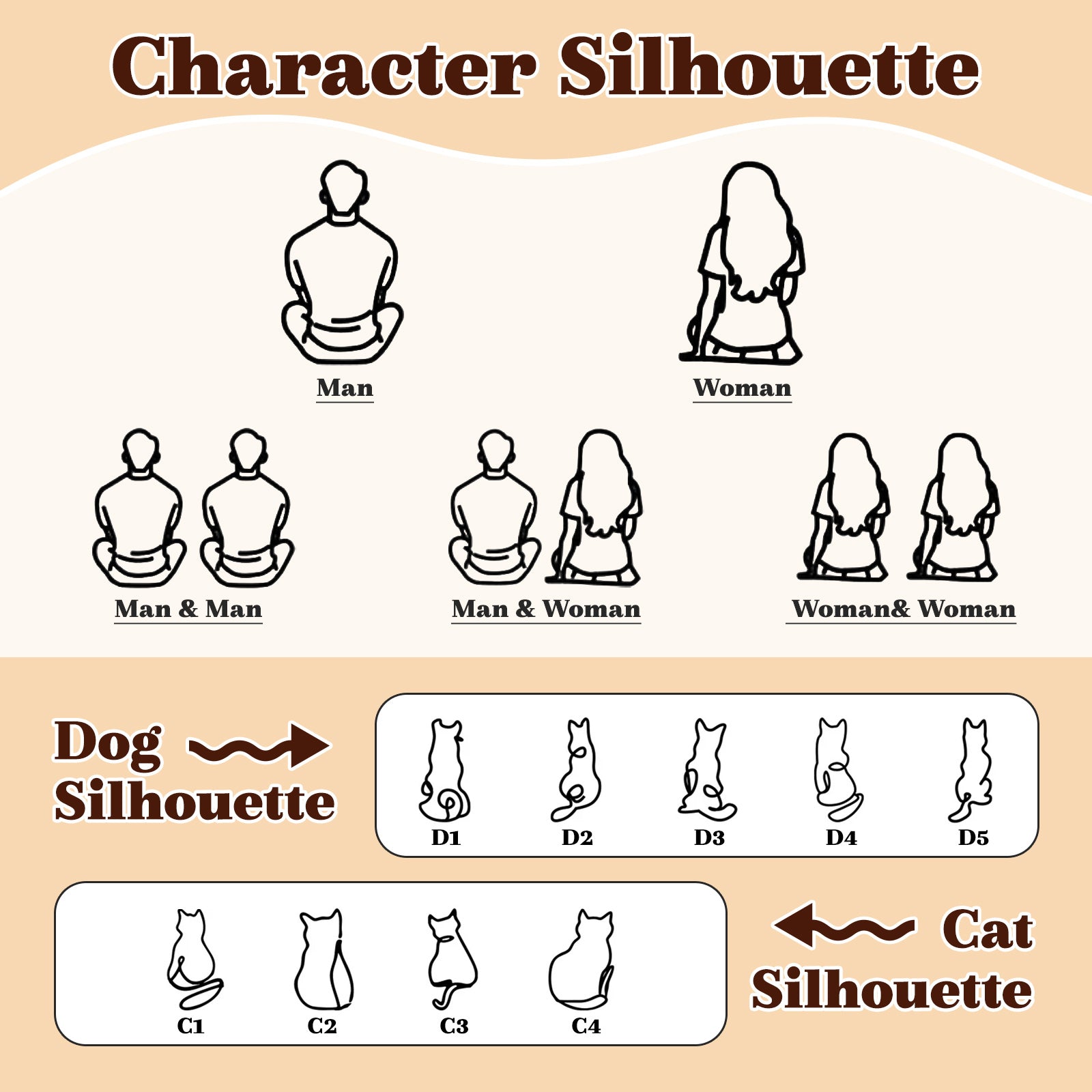 Personalized Pet Character Silhouette Mug 12 oz Coffee Mug Custom Pet & Owner Name Ceramic cup Line Art Mug Gifts for Pet Lovers Pet Owners Birthday Xmas Mother's Day Holiday Gifts