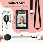 Personalized Teacher Lanyard with ID Holder Custom Cartoon Character and Name PU Leather Card Holder with Breakaway Lanyard/Retractable Reel Teacher Back to School Gifts for Women Men