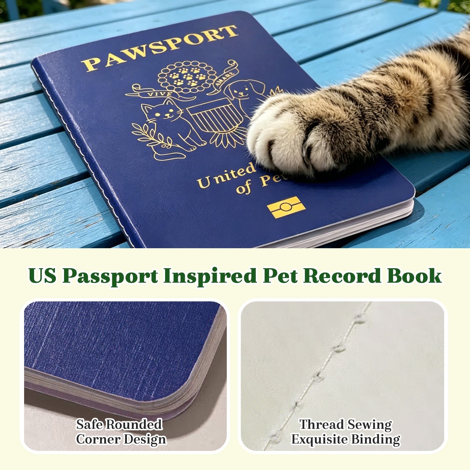 Personalized Pet Passport Photo Album Custom Memory Passport with Photo and Name Gift for Pet Owners Lovers Pet Notebook for Dog & Cat Pet Adoption Anniversary Dog Birthday Gifts
