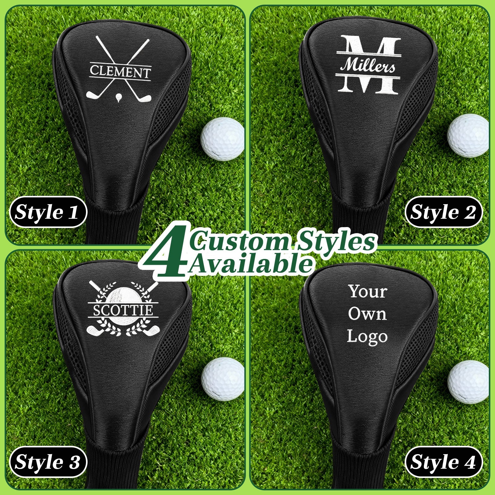Personalized Golf Club Cover Custom Name or Logo Head Cover Driver Men's Golf Accessories Gifts for Golf Lovers Golfers Dad Husband Father's Day Birthday Wedding Xmas Gifts