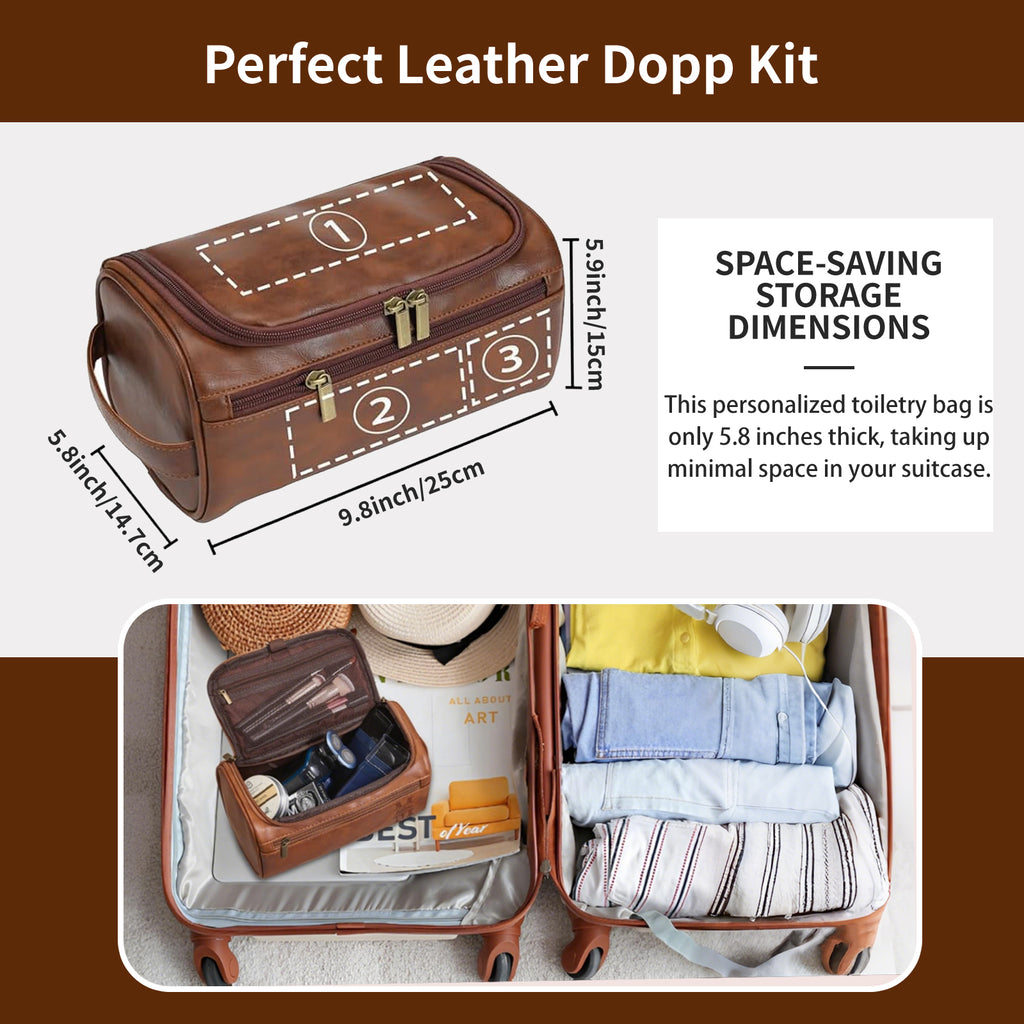 Custom Engraved Leather Dopp Kit | A Meaningful Gift for Him
