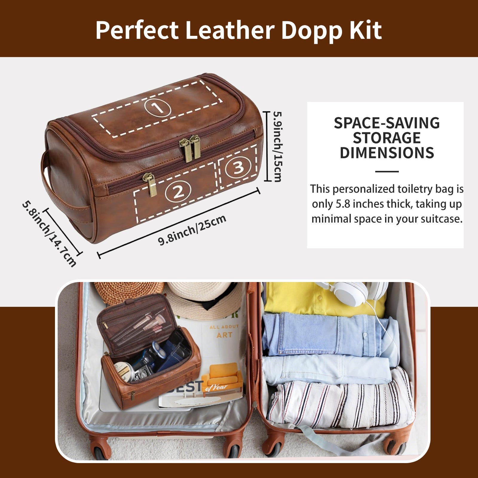 Personalized Leather Toiletry Bag-For men and women