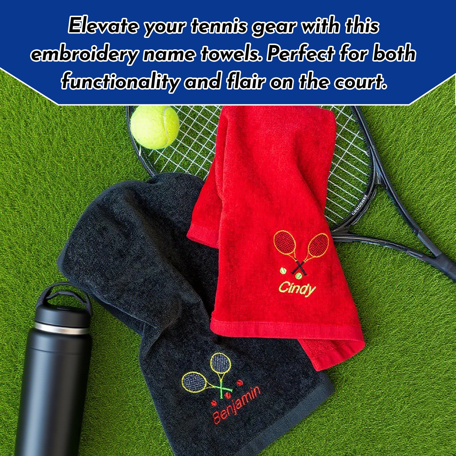 Custom Name & Logo Tennis Towel 16×24 Inch | Thoughtful Sports Gift for Men & Women