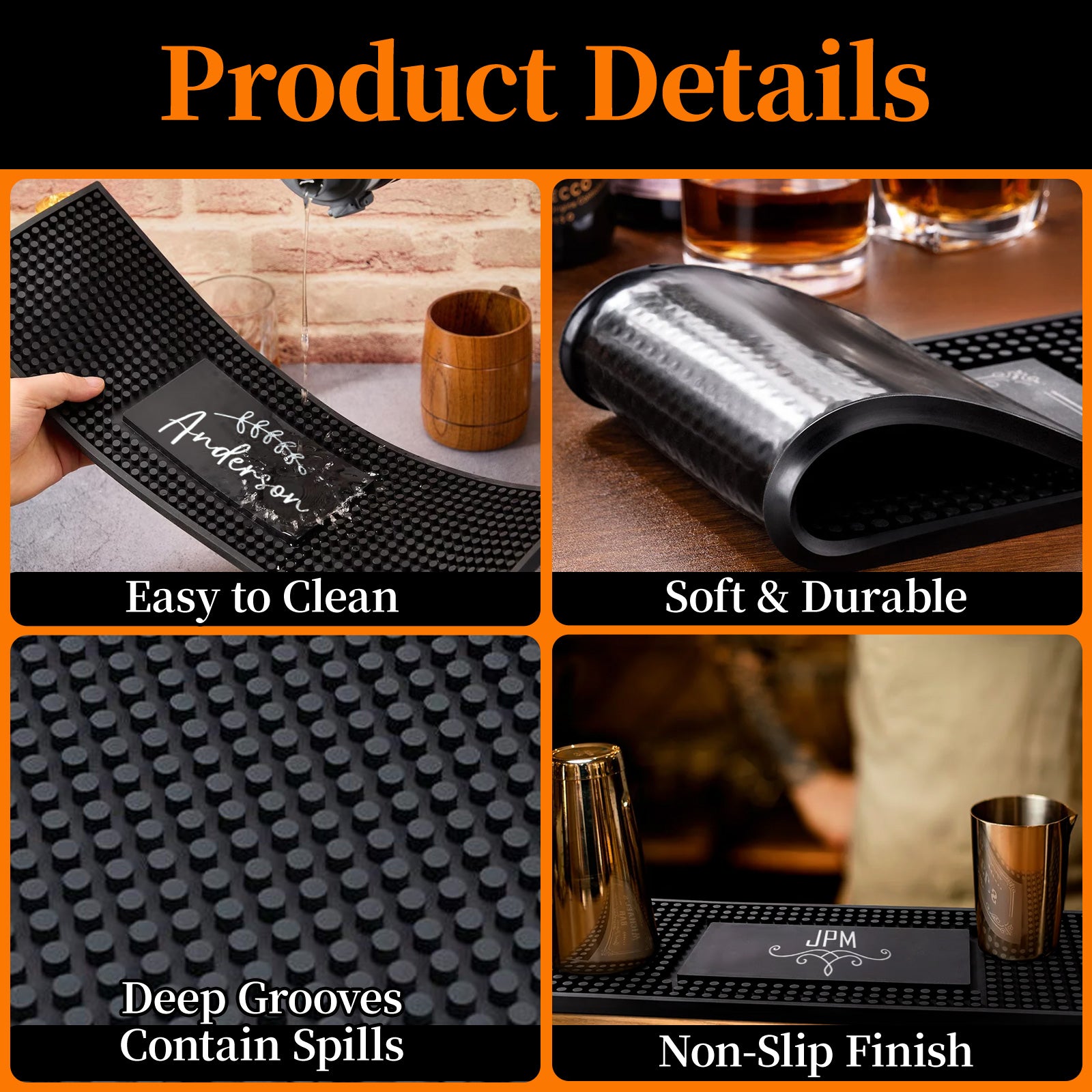 Personalised Bar Mat Non-slip PVC Rubber Bar Mat Custom Bar Name