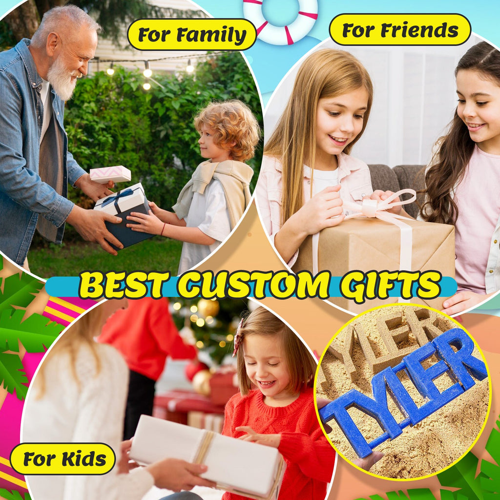 11 Personalized Name Sand Toys Custom Name 3D Printed Beach Tool Summer Outdoor Beach Toys Birthday Gifts for Kids Toddler Adult Family Grandson Granddaughter
