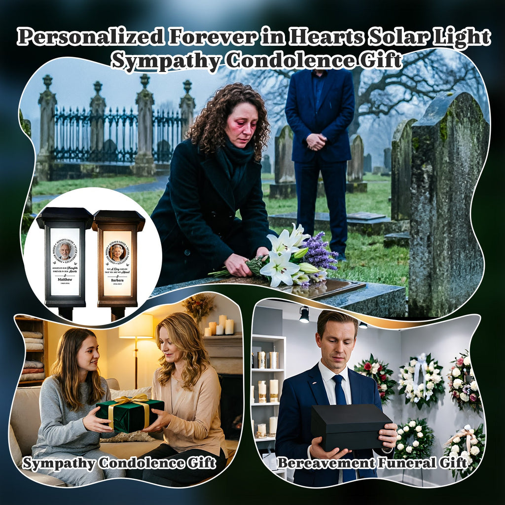 Personalized Solar Lights for Cemetery Solar Pathway Lights with Photo & Name Garden Memorial Outdoor Grave Light for Outdoor Garden Balcony Yard Memorial Remembrance Gifts for Loved Ones