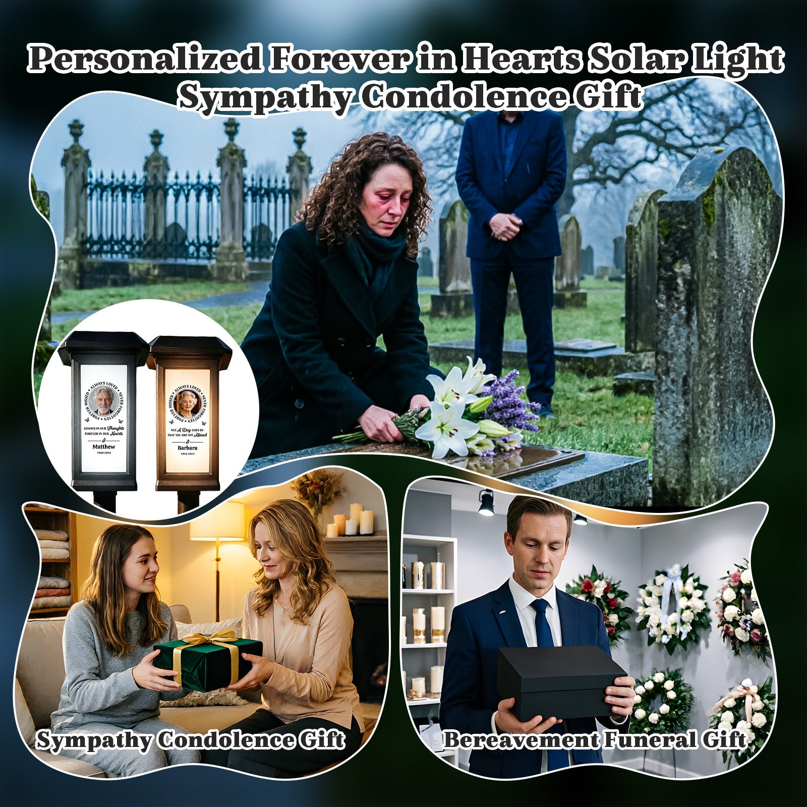 Personalized Solar Lights for Cemetery Solar Pathway Lights with Photo & Name Garden Memorial Outdoor Grave Light for Outdoor Garden Balcony Yard Memorial Remembrance Gifts for Loved Ones