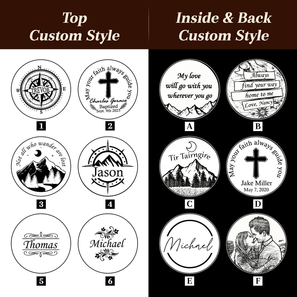 Personalized Engraved Compass with Wooden Box Custom Brass Pocket Compass with PU Leather Storage Pouch