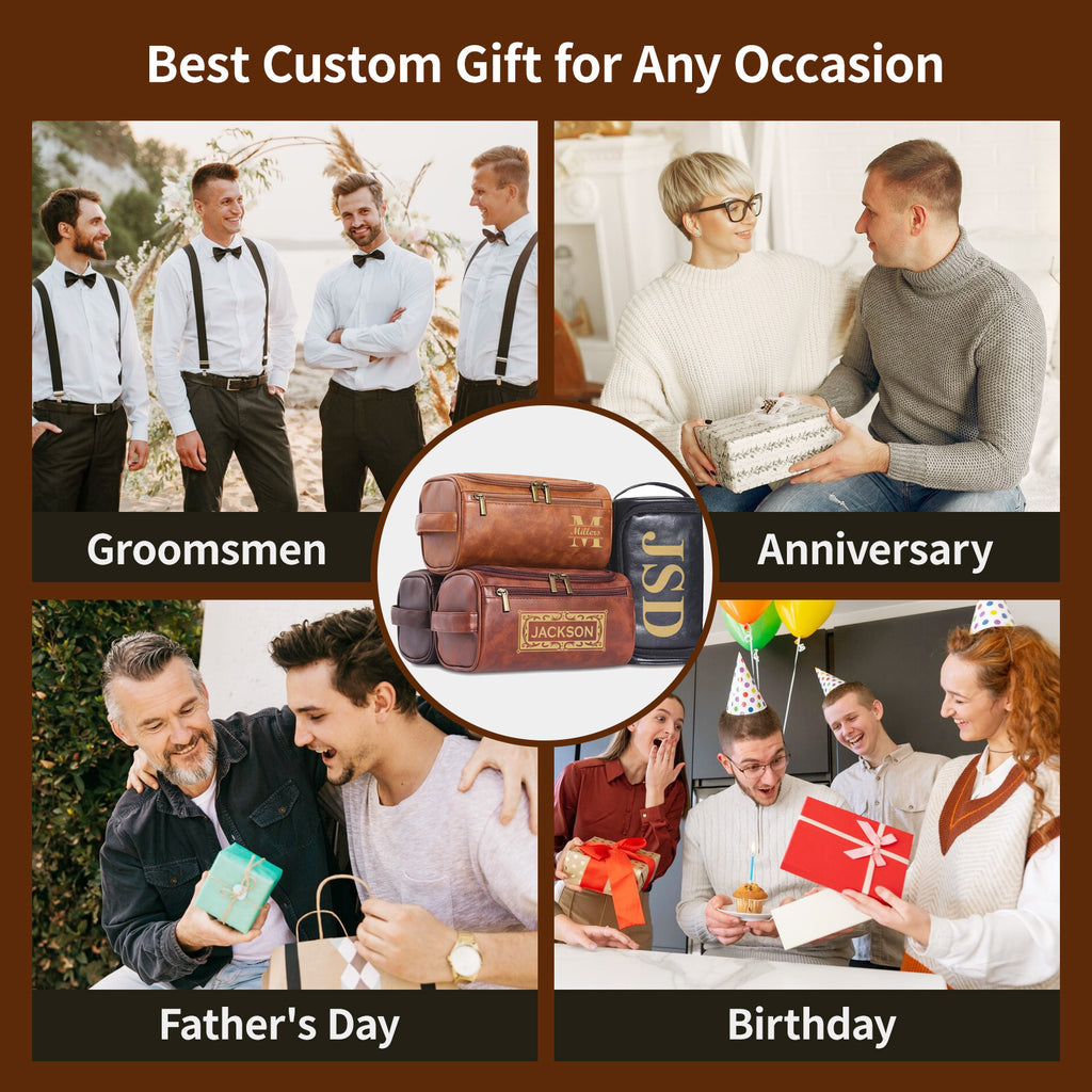 Custom Engraved Leather Dopp Kit | A Meaningful Gift for Him