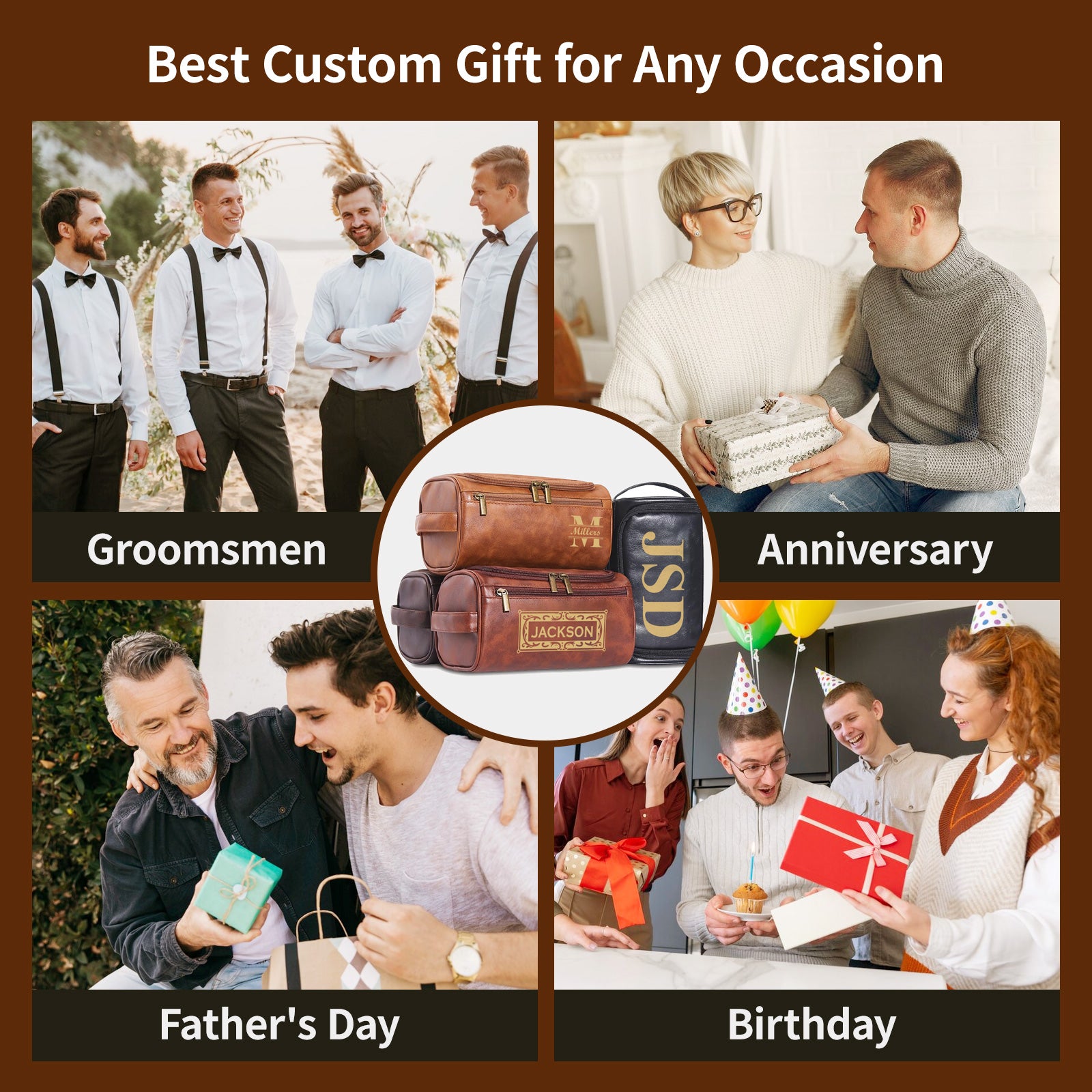 Custom Engraved Leather Dopp Kit | A Meaningful Gift for Him