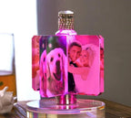 Custom Crystal Lamp Vibrant Color Film - Rotating Photo Night Light Thick Glass Base Metal Shaft Battery Powered