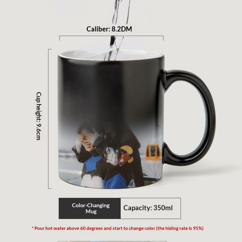 Personalized Magic Coffee Mug - Heat Sensitive Color Changing Custom Photo Mug | Customizable Ceramic Cup Christmas Birthday Gift | Taza Magica Personalizada - Black