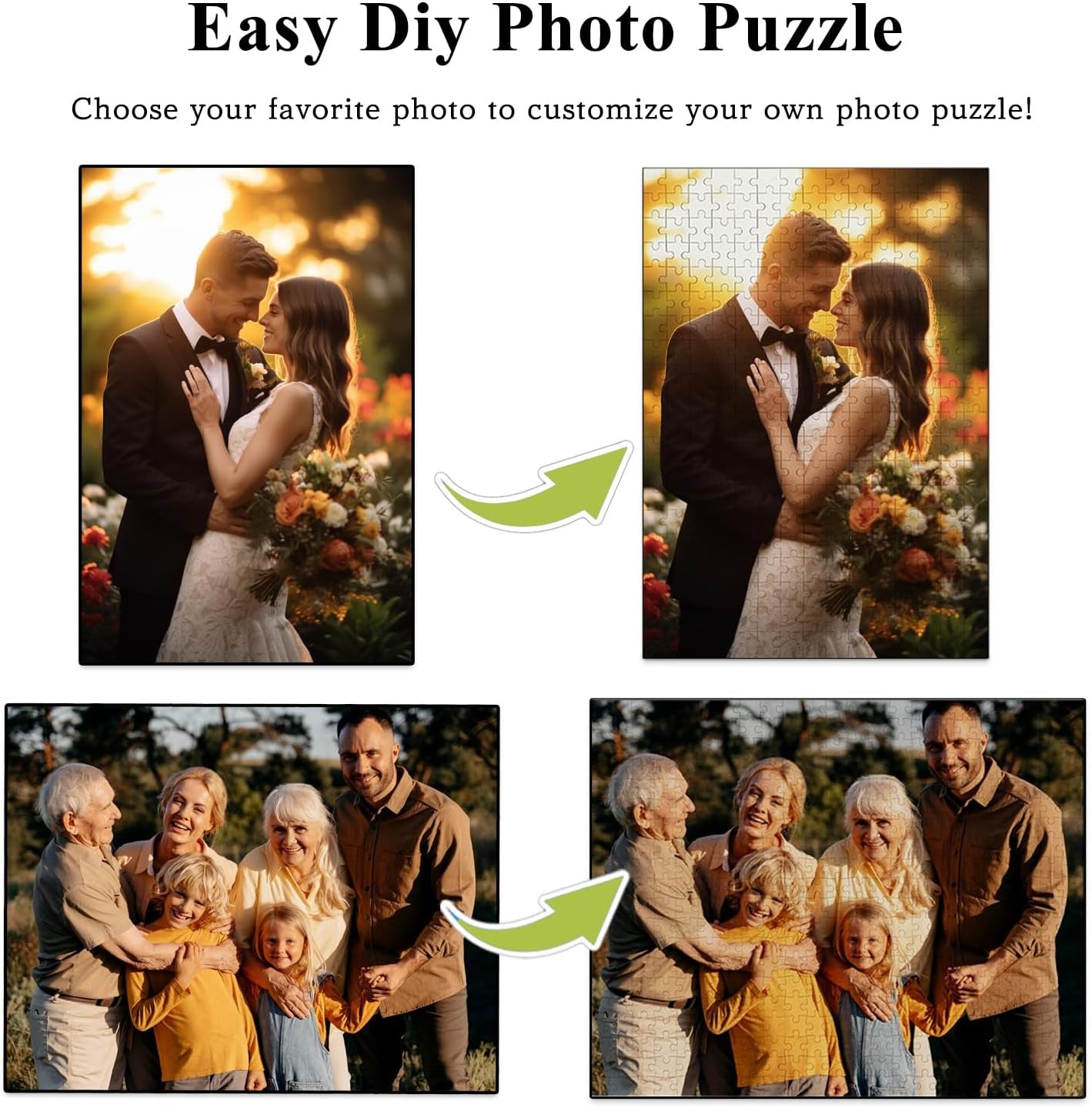 Custom Photo Puzzle 1000 Pieces for Adults Personalized  Jigsaw Puzzle from Your Pictures Unique Gift for Family Birthday Wedding Christmas