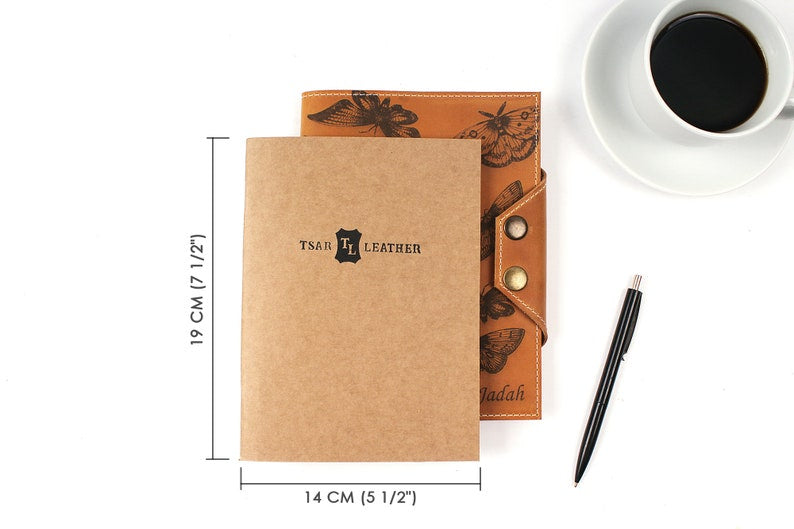 Refillable Leather Journal Custom Photo Engraving Personalized Diary