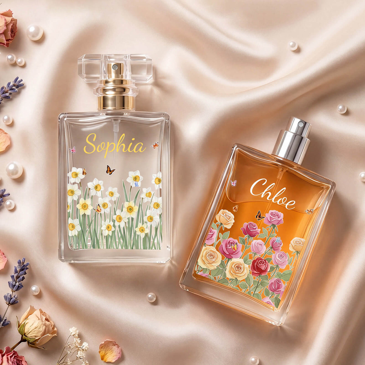 Personalized Floral Glass Perfume Bottle