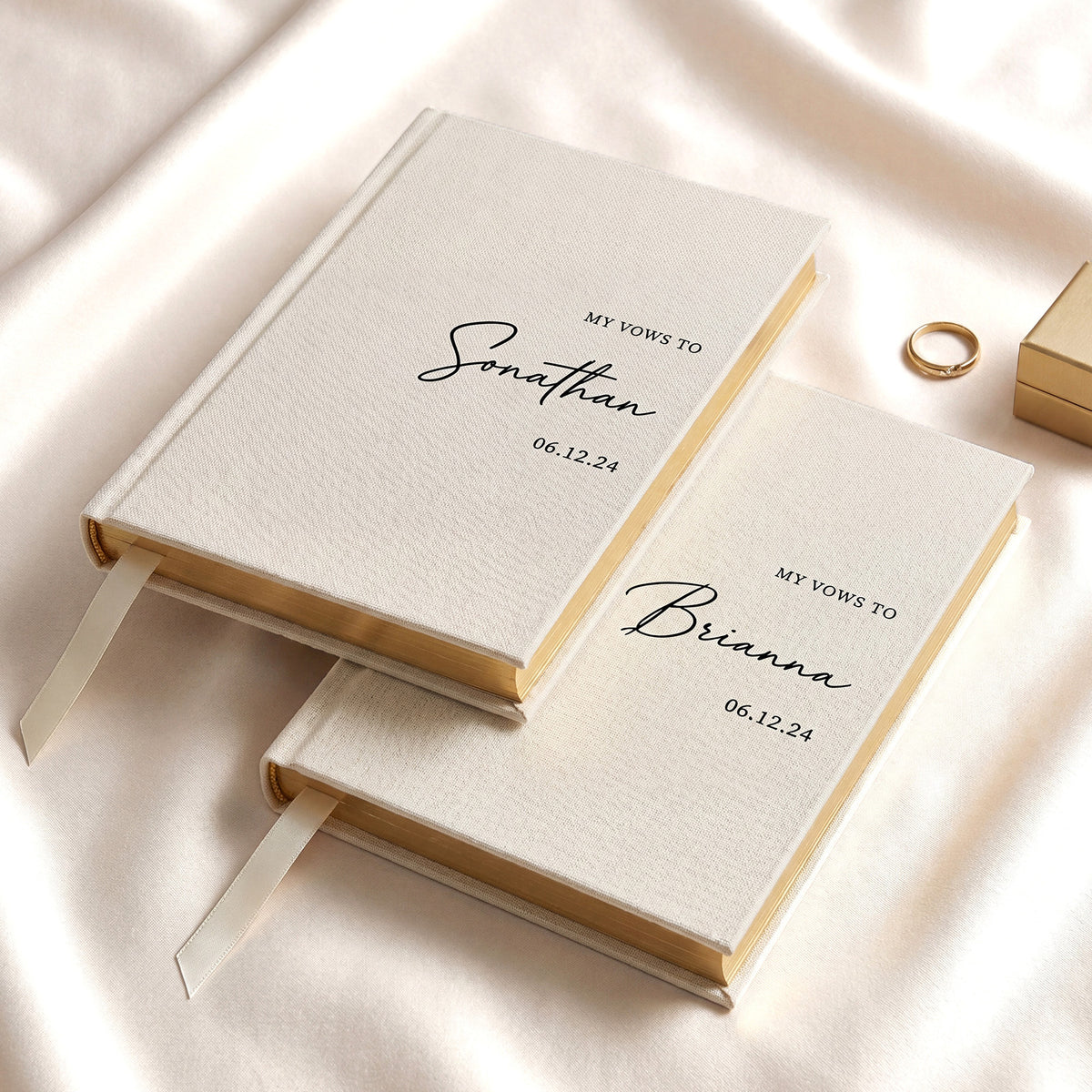 Linen Hardcover Wedding Vow Books Set