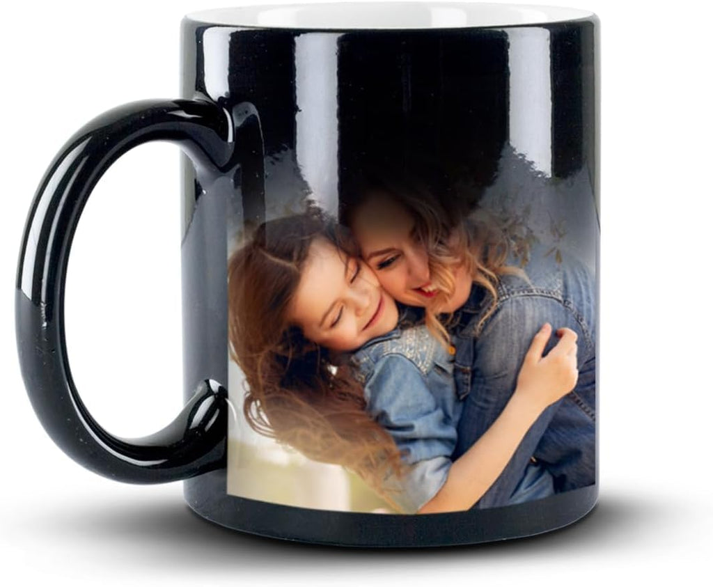 Personalized Magic Coffee Mug - Heat Sensitive Color Changing Custom Photo Mug | Customizable Ceramic Cup Christmas Birthday Gift | Taza Magica Personalizada - Black