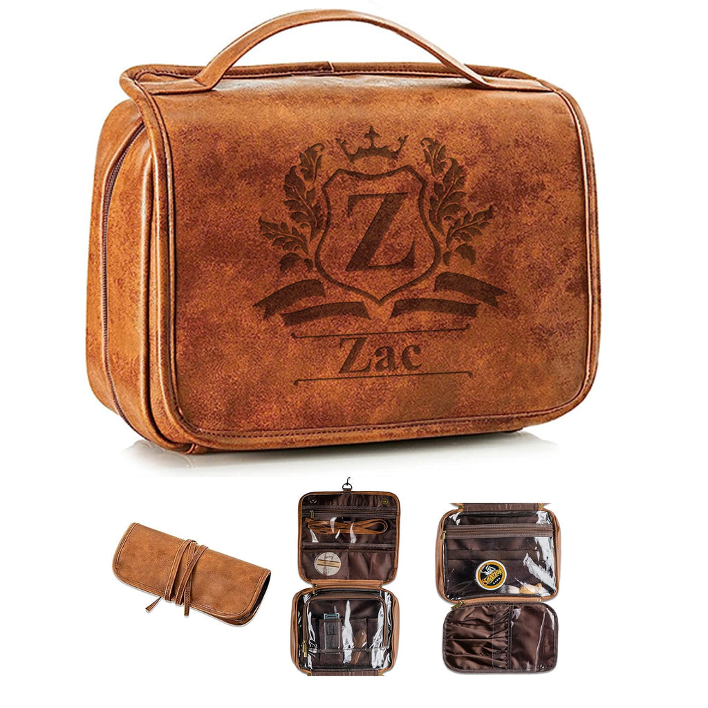 3-in-1 Large Personalized PU Leather Toiletry Bag For Men