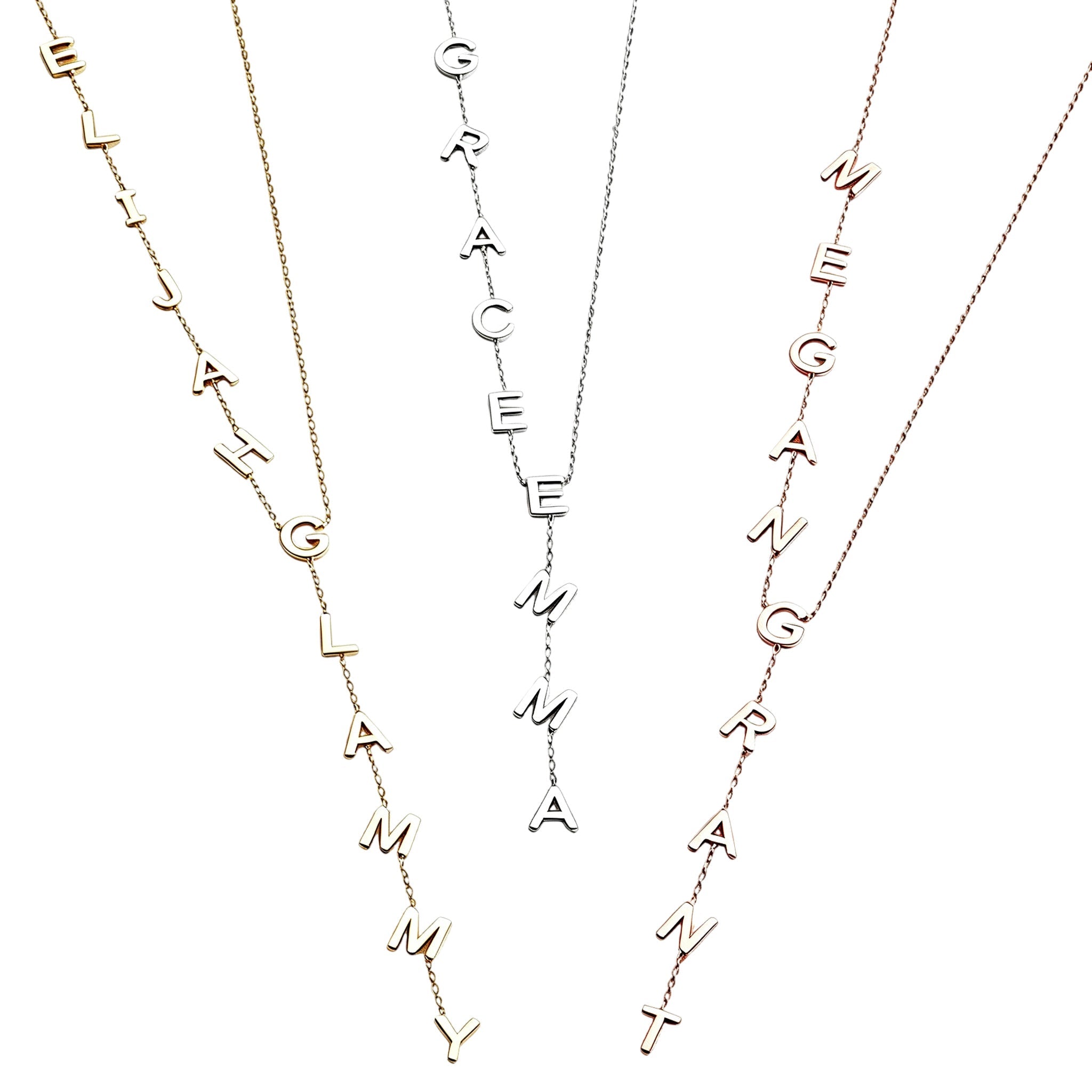Personalized Lariat Initial Necklace for Women Custom Y-Shaped Name Necklace 18k Gold Plated Jewelry Gifts for Mom Wife Girlfriend Bridesmaids Mother's Day Anniversary Wedding Gifts