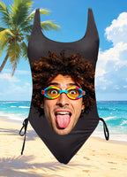Custom Face Bathing Suit Personalized Picture Swimsuits for Women One Piece Swimwear with Husband Photos Pool Gifts