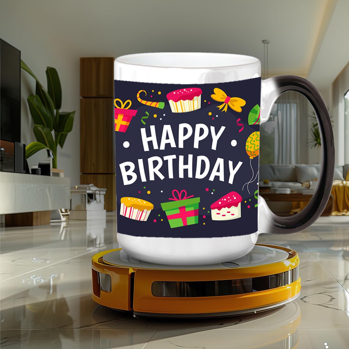 Personalized Magic Coffee Mug - Heat Sensitive Color Changing Custom Photo Mug | Customizable Ceramic Cup Christmas Birthday Gift | Taza Magica Personalizada - Black