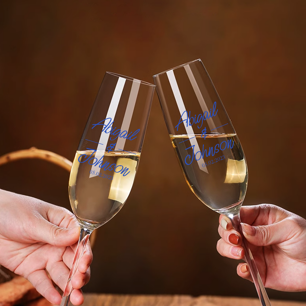 2 Pcs Custom Wedding Champagne Glasses