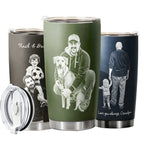 1 Personalized 20oz Tumbler with Engraved Picture & Text 20 Oz Stainless Steel Travel Tumbler Cup Mug Personalized Gifts for Father's Day Birthday Christmas Anniversary for Men Women Kids