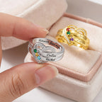 Personalized Heart Birthstone Ring 1-8 Birthstones and Name