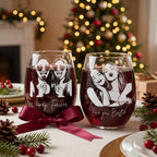 Personalized Besties Portrait Wine Glass BFF Gifts for Women Custom Photo and Name 15oz Stemless Wine Glass Soul Sister Present Gifts for Besties Sister Family Friend Bridesmaids