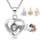 Personalized Picture Projection Necklace for Women Sterling Silver Portrait Jewelry Custom Photo Inside with Heart Charm Gifts for Mom Grandma Wife Bride Birthday Anniversary Xmas Gifts