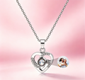 Personalized Picture Projection Necklace for Women - Custom Photo Love Heart Pendant - Customized Portrait Jewelry - Birthday Anniversary Memorial Gifts for Her