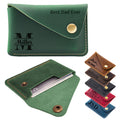 Personalised Leather Card Holder, Custom Credit Card Wallet, Leather Front Pocket Minimalist Card Case