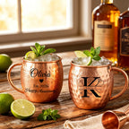 Personalized Moscow Mule Copper Mug 100% Pure Copper Mug Custom Engraved Initials and Name  Large 16 oz Rustic Bar Drinkware Hammered Cocktail Cup Wedding Anniversary Birthday Xmas Gift