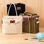 Personalized Knitting Bag with Name Leather Patch Canvas Yarn Bag Yarn Holder for Crochet Lovers Pottery Tool Bag Art Supply Storage Student Artist Gift Mother's Day Gift Birthday Gifts