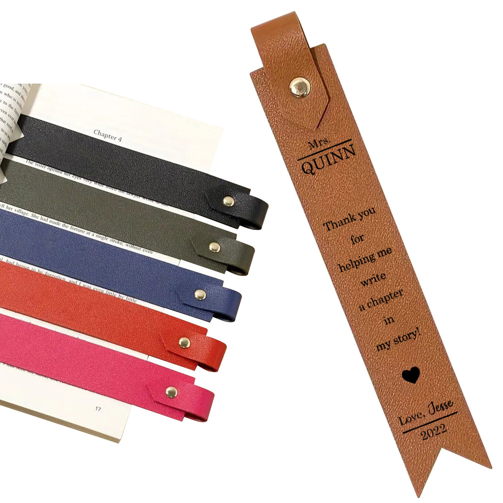 Personalized Leather Bookmark for Teacher
